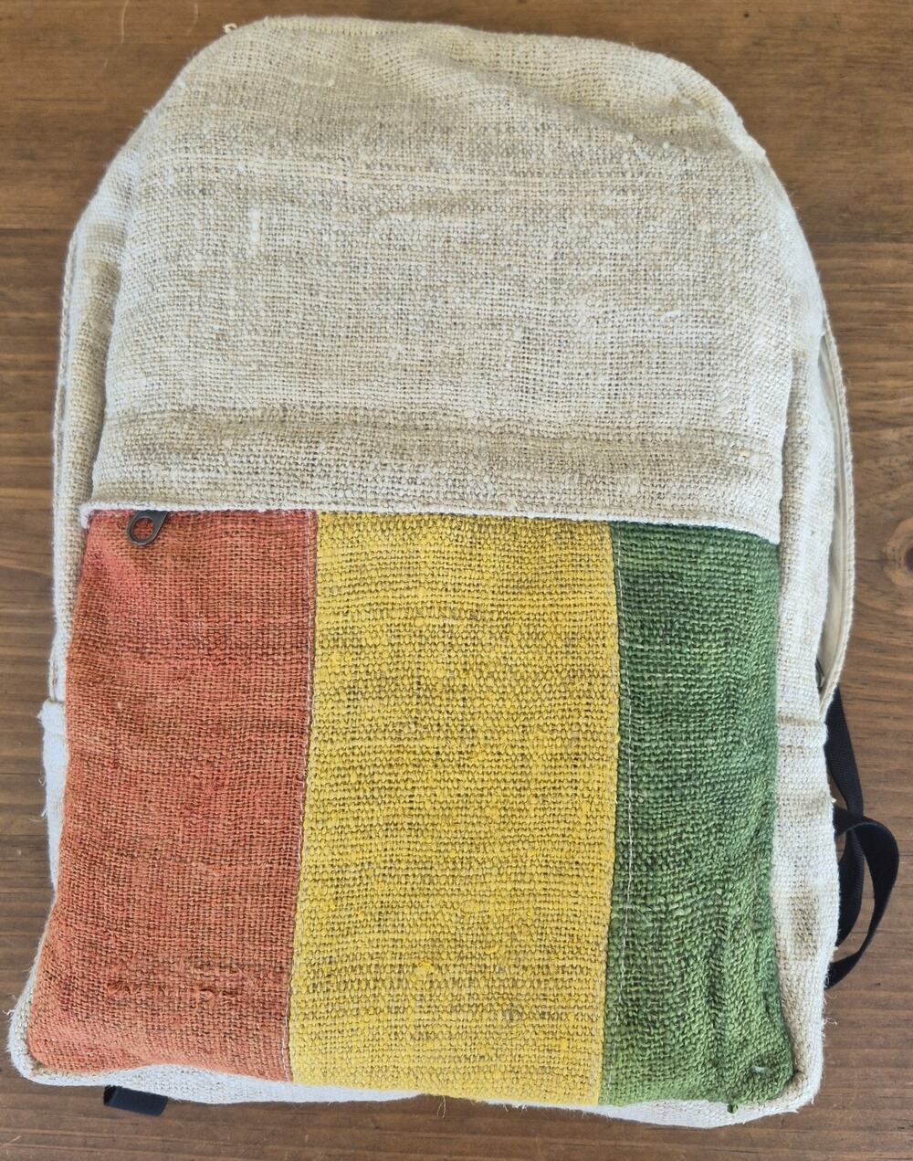 Handmade Himalayan Natural Pure Hemp Backpack | Boho Striped Festival Bag
